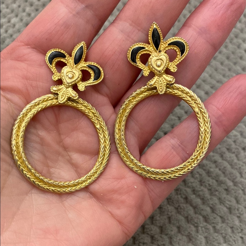 Vintage Goldtone Fleur de LIS  Earrings from Bloomingdale’s